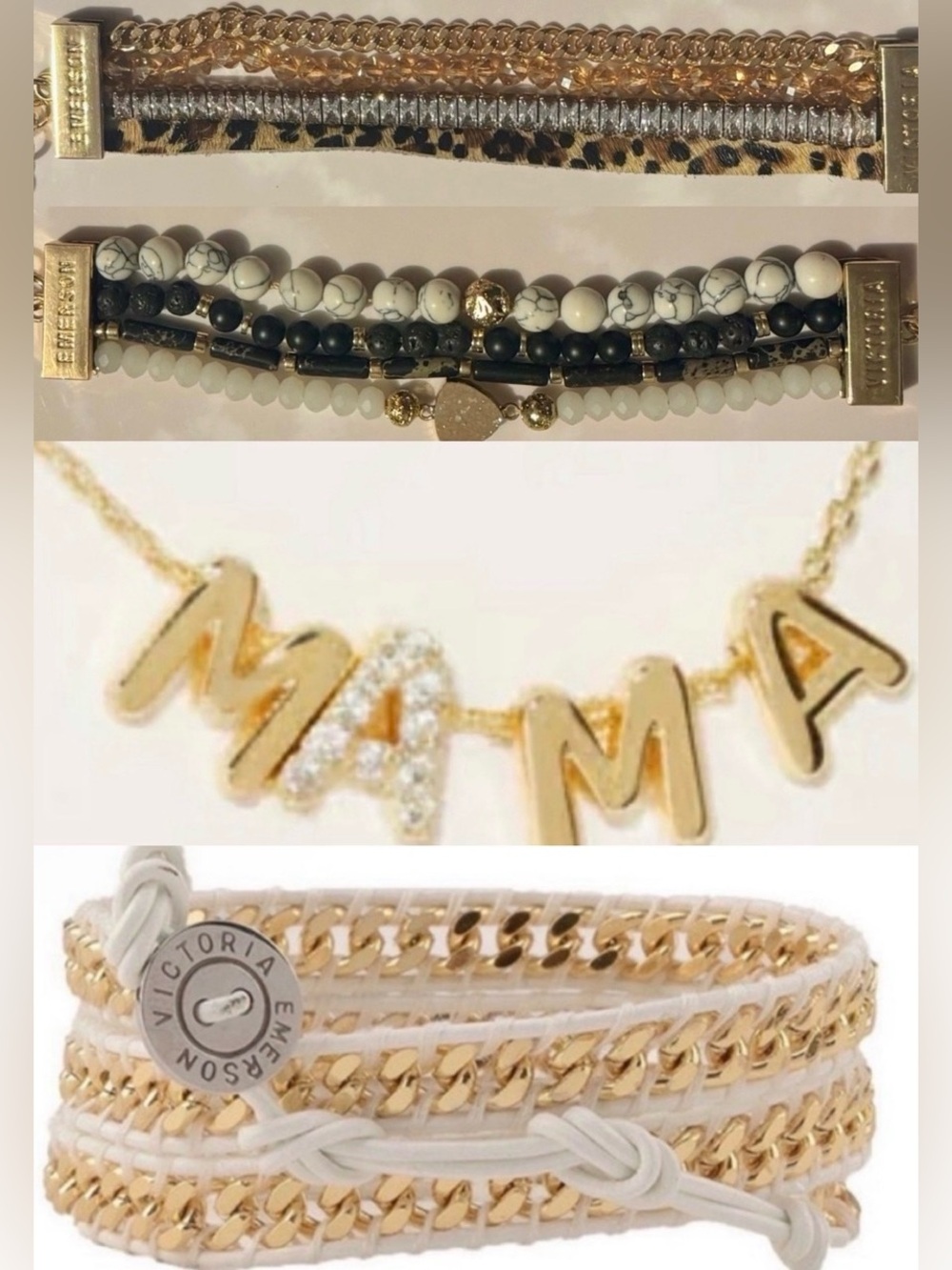 Victoria Emerson: 2 MINI CUFFS, 1 ‘MAMA’ NECKLACE & 1 VEGAN LEATHER WRIST WRAP
